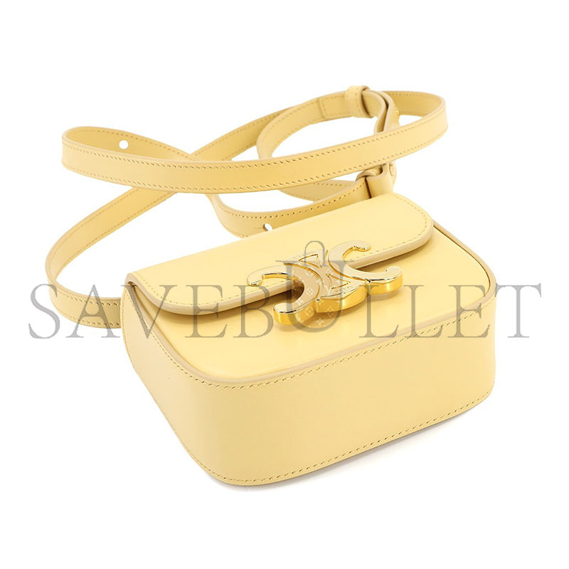 Ce1i*e mini claude in shiny calfskin with gold finish hardware pollen 10i513dpv.11po (12*9.5*4cm)